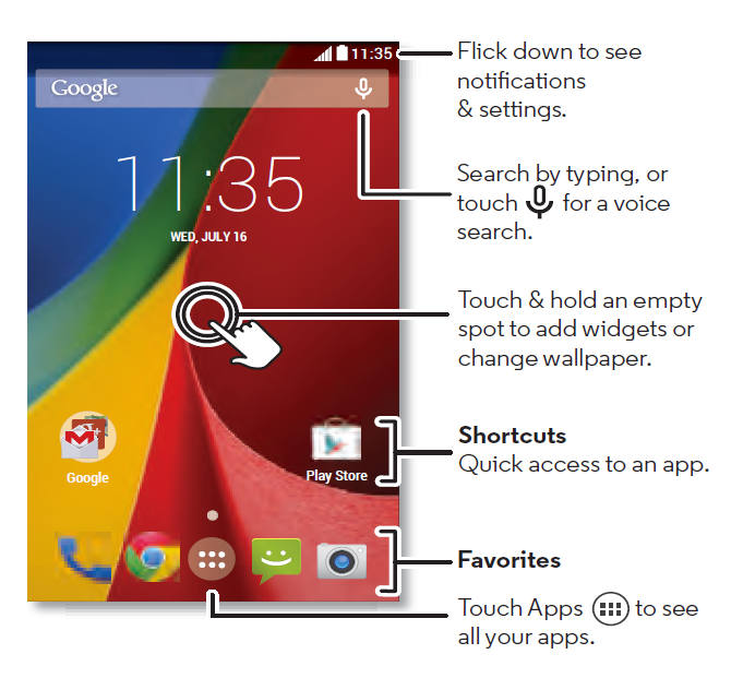 Moto G Home screen - Moto G Phone Guide